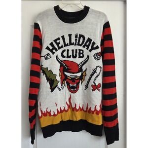Stranger Things Helliday Club Netflix Knit Ugly Christmas Sweater Jumper Sz L
